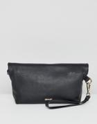 Paul Costelloe Real Leather Roll Down Clutch - Black