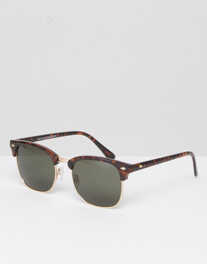 New Look Retro Sunglasses In Tort - Brown