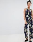 Uttam Boutique Floral Halter Neck Jumpsuit-multi