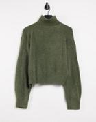 Weekday Aggie Turtleneck Sweater In Olive Green Melange