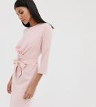 Asos Design Tall Tie Wrap Around Mini Dress-pink