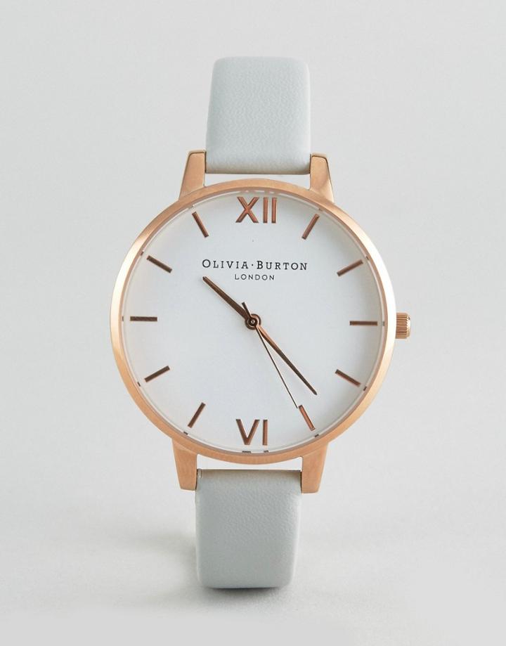 Olivia Burton Vegan Big Dial Gray And Rose Gold Watch - White