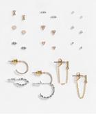 Topshop Crystal Hoop And Stud 12 X Multipack In Mixed Metals