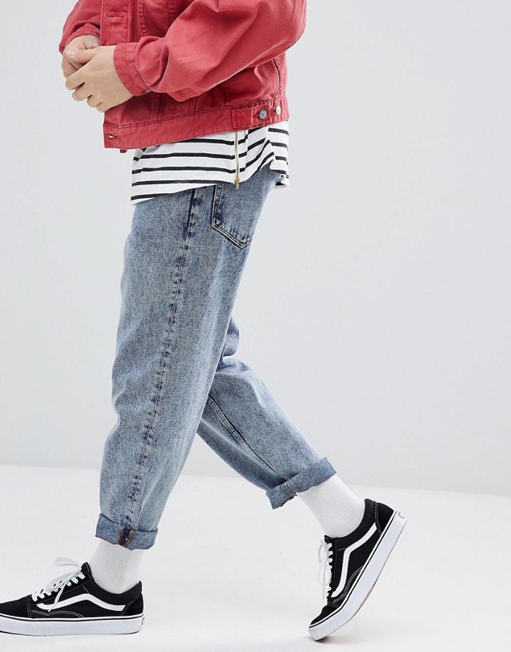 Asos Skater Fit Jeans In Vintage Light Wash - Blue