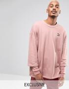 Puma Double Sleeve Crew Sweatshirt In Pink Exclusive To Asos - Pink