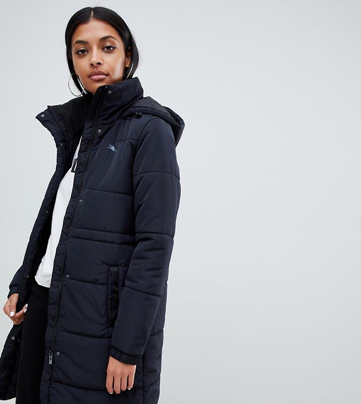 Puma Essentials Padded Long Black Coat - Black