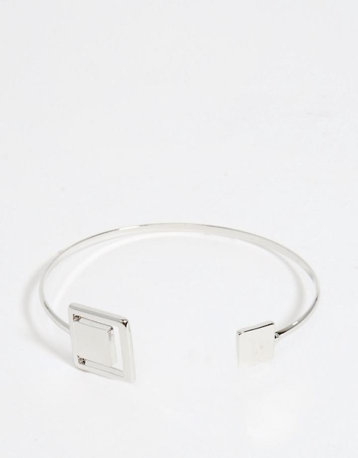 Asos Square Open Cuff Bracelet - Silver