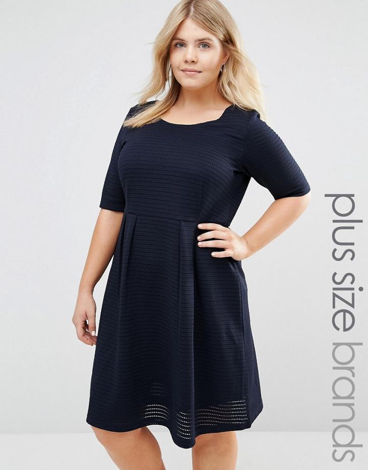 Junarose Short Sleeve Skater Dress - Navy