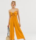 Asos Design Petite Cami Jumpsuit With Gathered Bodice Detail-yellow