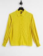 Y.a.s Shirt With Shoulder Detail And Shirred Cuff In Lime Spot - Part Of A Set-multi