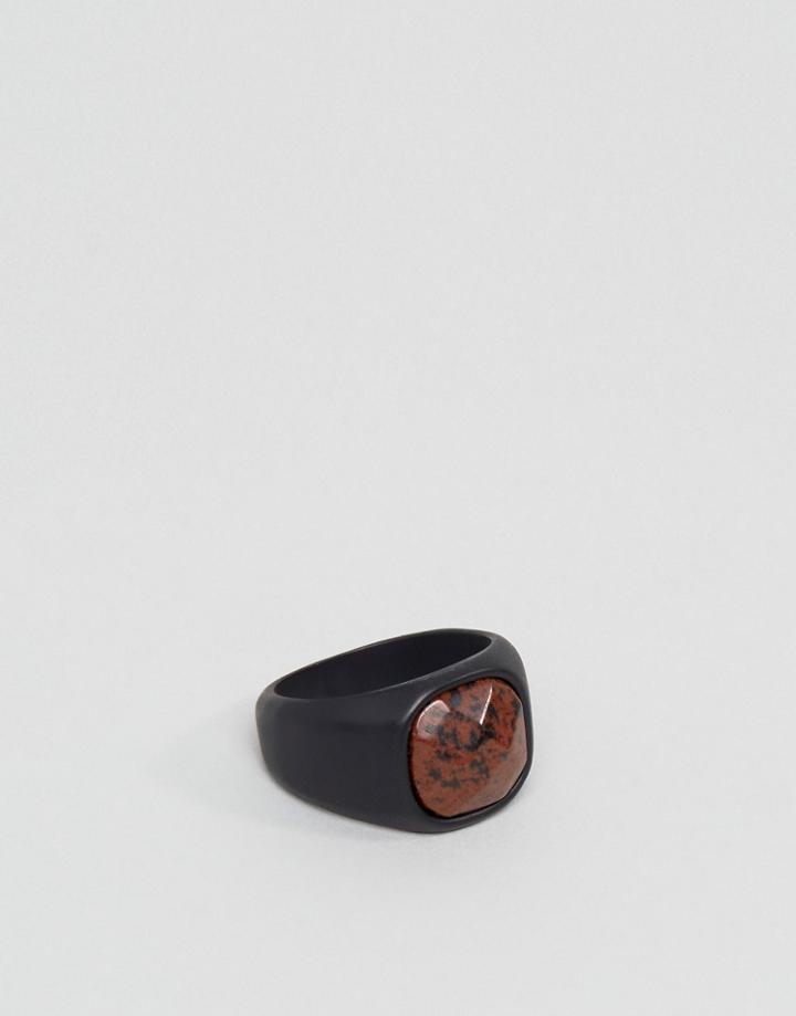 Icon Brand Driggs Stone Signet Ring In Black - Black