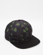 Asos Snapback Cap With Leaf Print Crown - Black