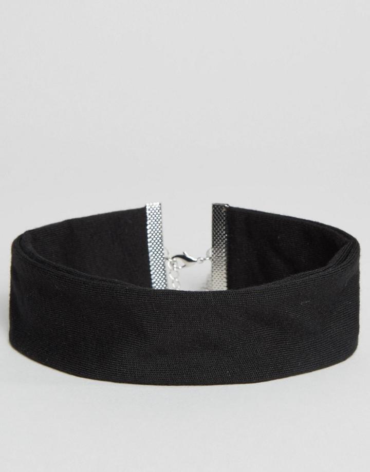 Asos Wide Jersey Choker Necklace - Black