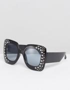 Asos Side Embellished Oversized Square Sunglasses - Black