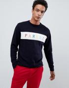 Parlez Sweater With Embroidered Chest Logo In Navy Exclusive To Asos - Black
