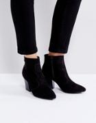 London Rebel Kitten Heel Boot - Black