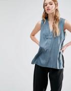 Neon Rose Tank With Plunge Neck - Bottle Green