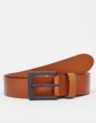 Asos Leather Belt With Painted Edges - Tan