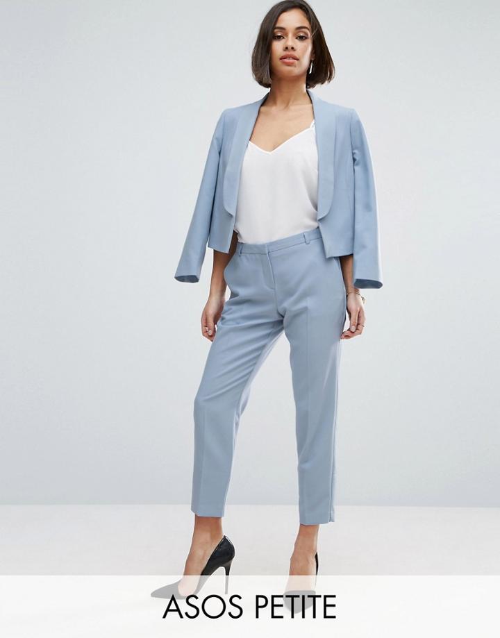 Asos Petite Ankle Grazer Cigarette Pants In Crepe - Blue