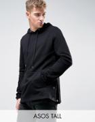 Asos Tall Hoodie With Side Poppers In Black - Black