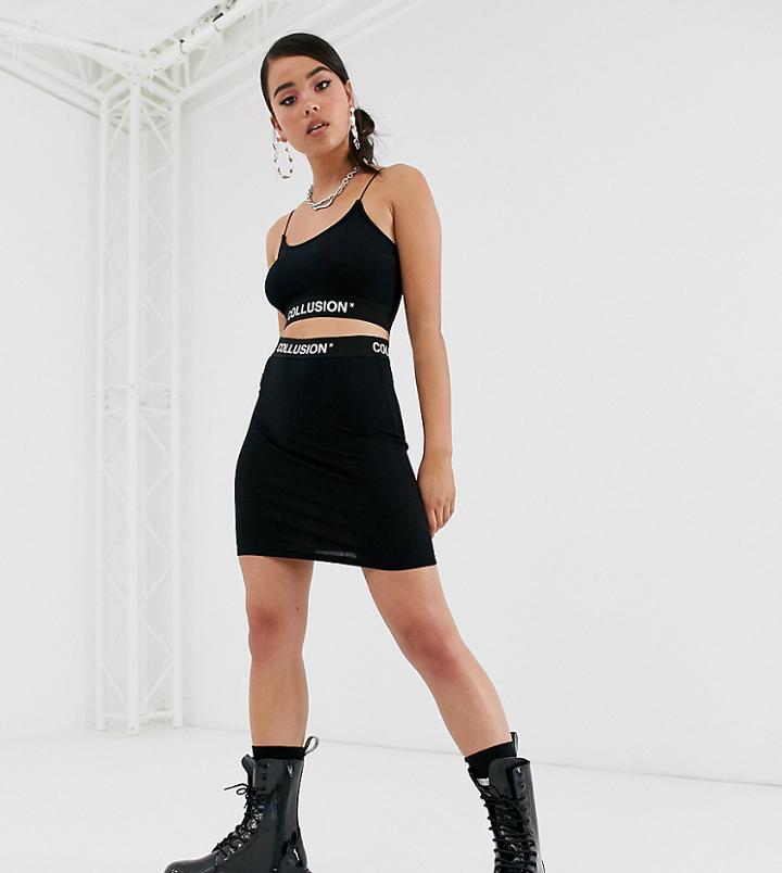 Collusion Logo Rib Mini Skirt-black