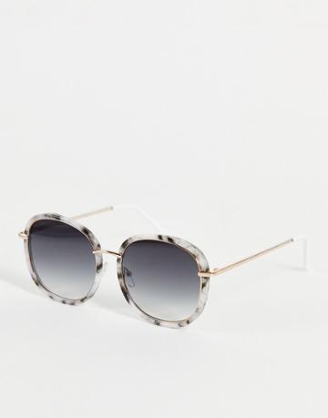 Aj Morgan Square Lens Oversized Sunglasses-white