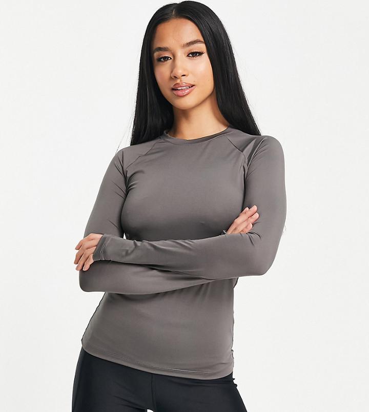 Asos 4505 Petite Icon Long Sleeve Slim-fit Top-gray
