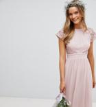 Tfnc Maxi Bridesmaid Dress With Scalloped Lace And Open Back - Brown