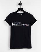 Love Moschino Metallic Logo T-shirt In Black