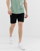 Asos Design Super Skinny Chino Shorts In Black - Black