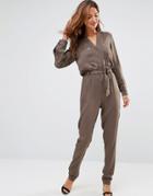 Lavand Khaki Utility Jumpsuit - Green