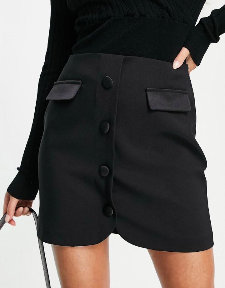 Miss Selfridge Tuxe Mini Skirt In Black