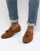 Burton Menswear Faux Suede Loafer With Tassels In Brown - Brown