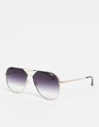 Quay Hold Please Womens Aviator Sunglasses In Gold