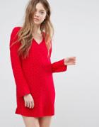 Vero Moda 3/4 Sleeve Printed Shift Dress - Red