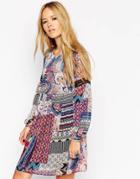Asos Boho Swing Dress In Mixed Paisley Print - Print