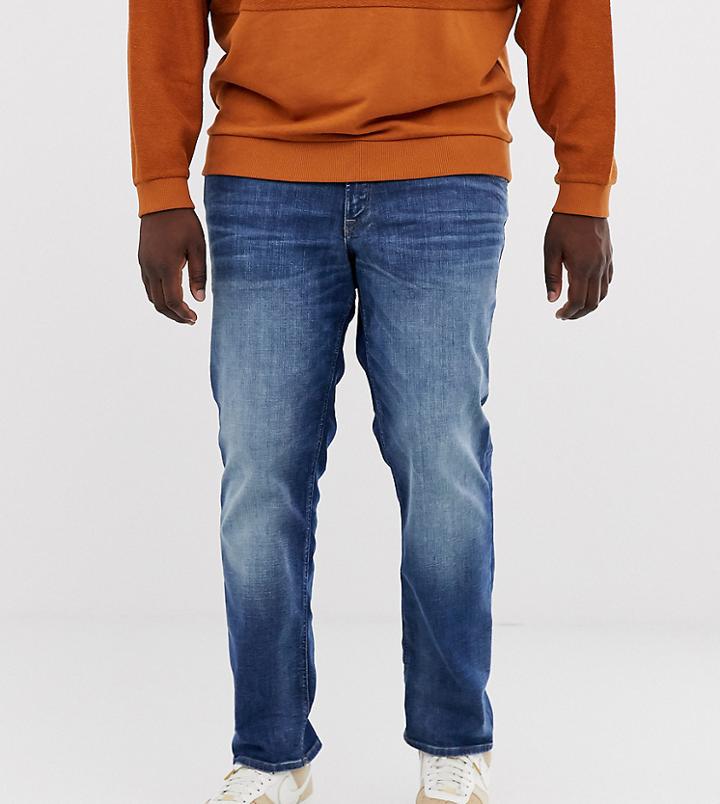 Jack & Jones Intelligence Straight Fit Jeans In Vintage Wash-blue