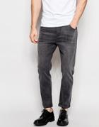 Asos Stretch Tapered Jeans In Mid Gray - Mid Gray