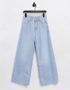 Dr Denim Aiko High Rise Cropped Jean With Raw Hem In Bleach Wash-blues