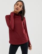Asos 4505 Long Sleeve Top With Roll Neck - Red