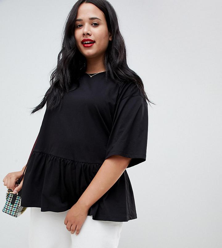 Asos Design Curve Casual Smock Top - Black