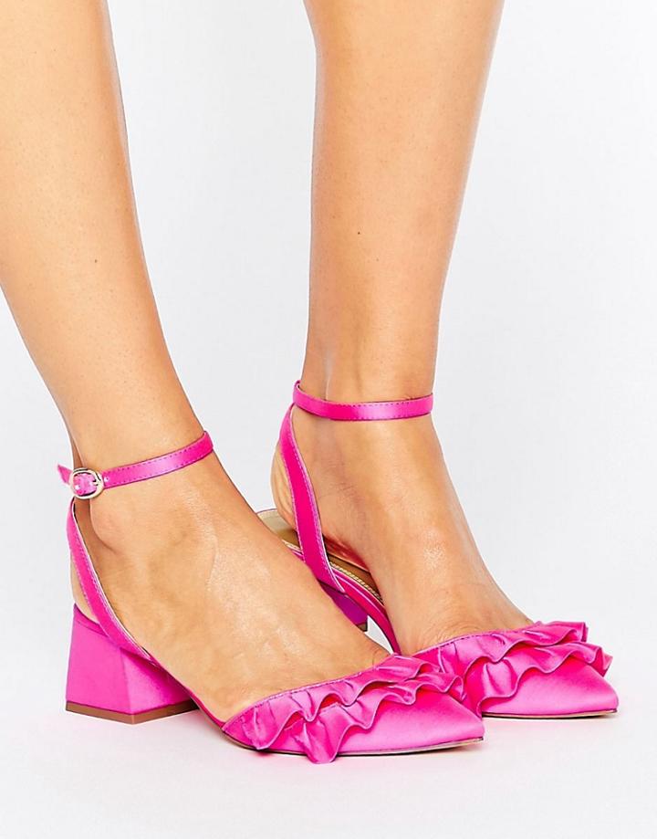 Asos Senorita Ruffle Mid Heels - Pink