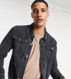 Dtt Tall Slim Fit Denim Jacket In Gray-grey