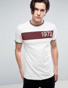 Brave Soul Retro Print Slub Print T-shirt - Red