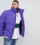 Asos Design Plus Oversized Puffer Jacket In Purple - Purple