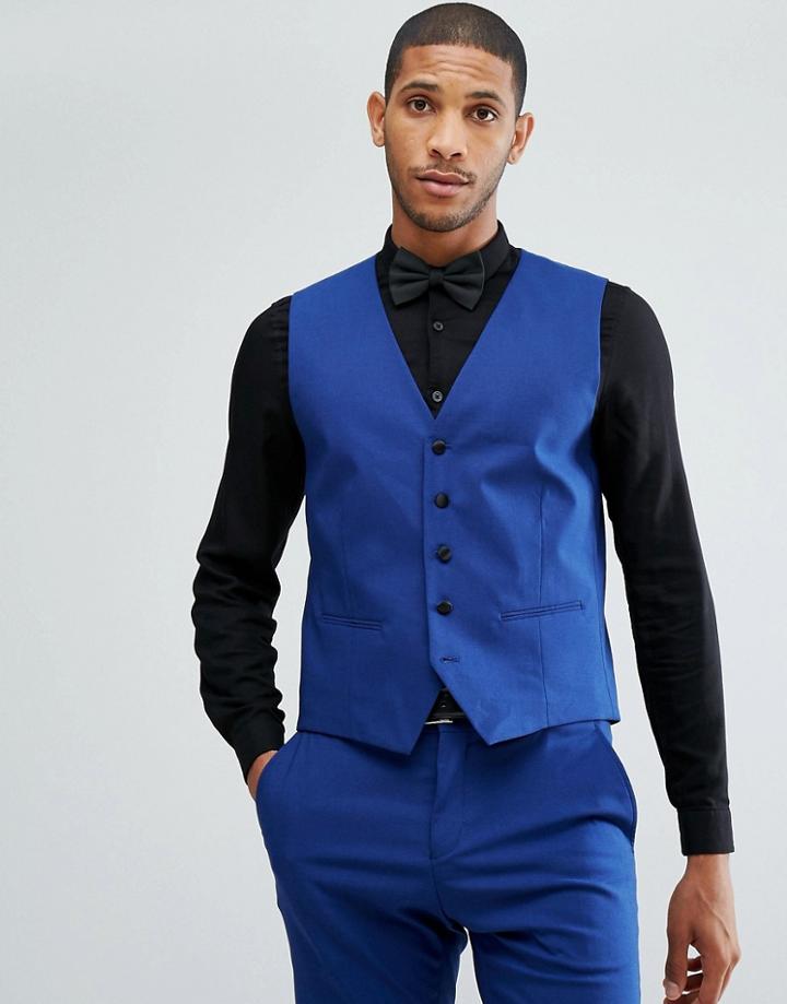 Selected Homme Skinny Tuxedo Vest - Blue