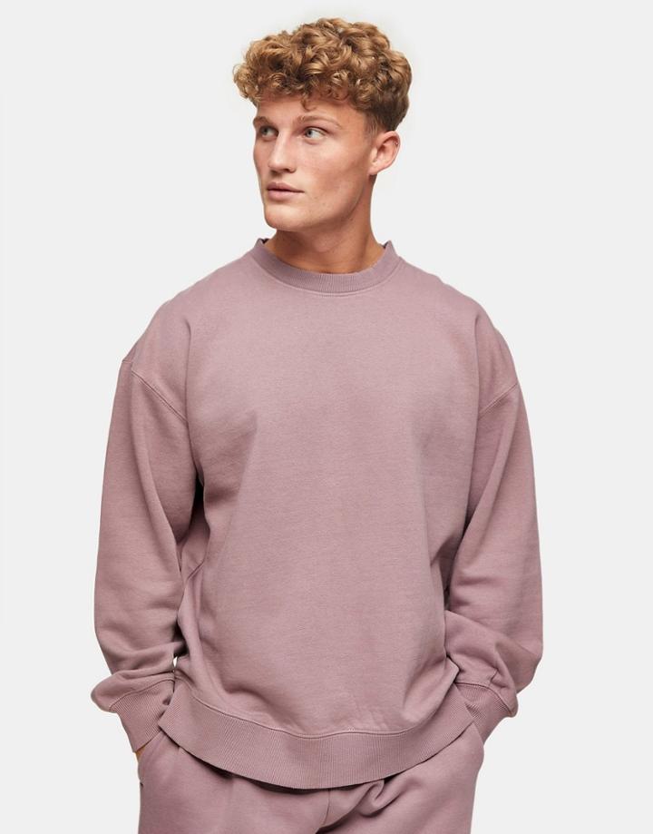Topman Set Oversized Washed Sweatshirt In Lilac-purple