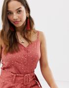 Moon River Polka Dot Two-piece Cami Top - Pink