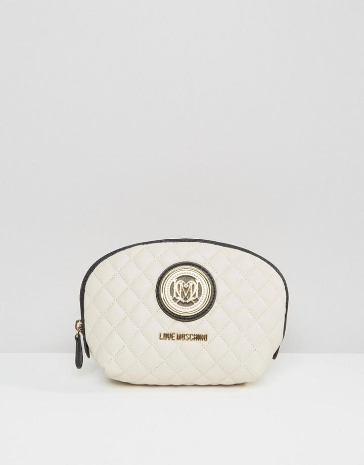 Love Moschino Quilted Makeup Bag - Cream