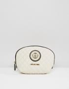 Love Moschino Quilted Makeup Bag - Cream